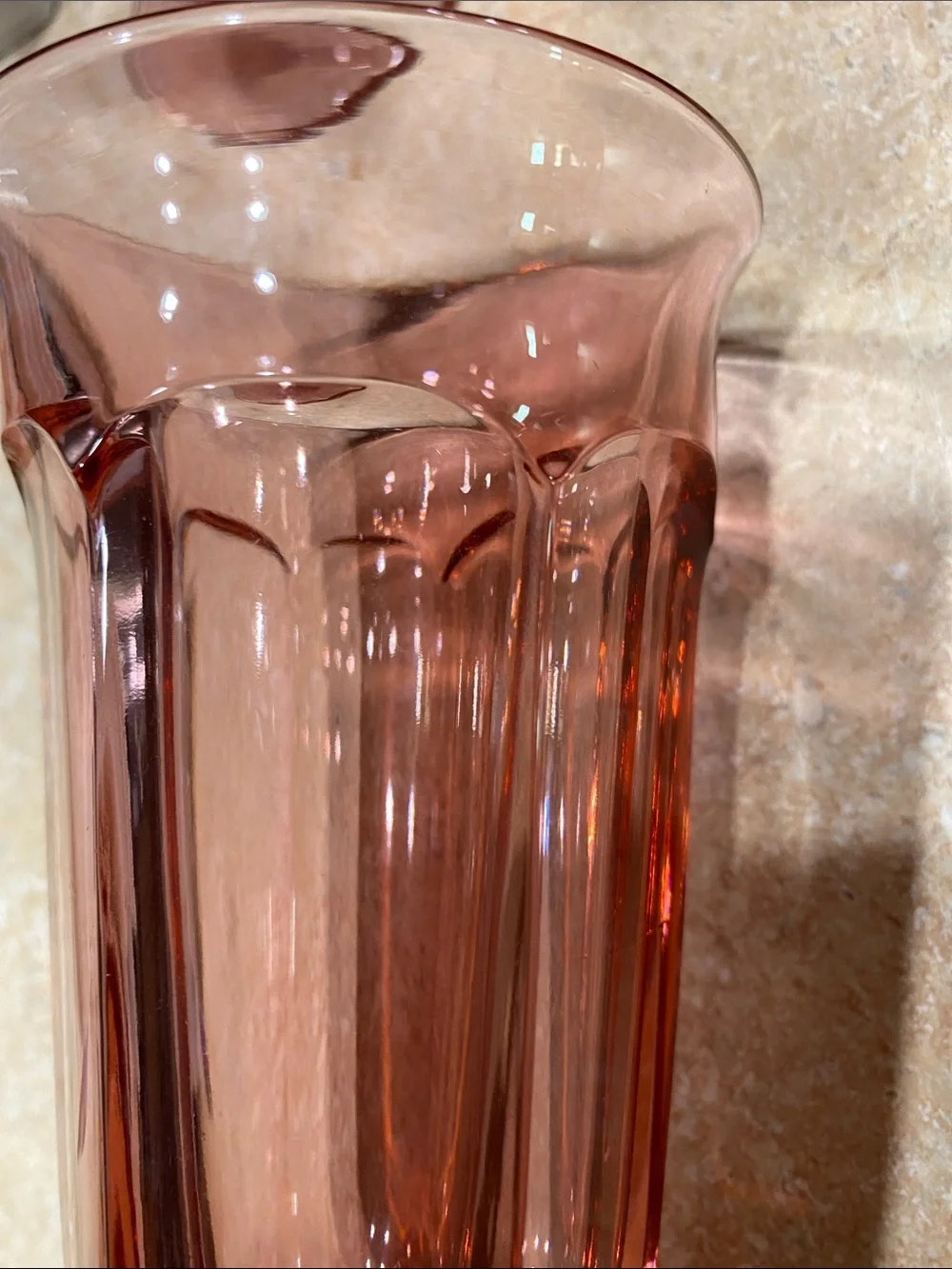2 Imperial Glass OLD WILLIAMSBURG Pink 7.25” Ice Tea Glasses Vintage pressed